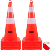 VEVOR Safety Cones, 10PCS 28"" Traffic Cones, PVC Orange Construction Cones, 2 Reflective Collars Traffic Cones with Weighted Base and Hand-Held Ring 