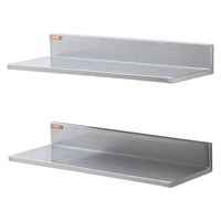 VEVOR 8.6" x 24" Stainless Steel Shelf, Wall Mounted Floating Shelving with Backsplash, 44 lbs Load Capacity Commercial Shelves, Heavy Duty Storage Ra