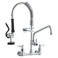VEVOR Commercial Faucet with Pre-Rinse Sprayer, 21" Height, 8" Center, 12" Swing Spout, Wall Mount Kitchen Sink Faucet, Brass Constructed Device with 