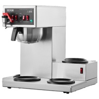 VEVOR 12 Cups Commercial Drip Coffee Maker with 3 Glass Carafes and 3 Warmers