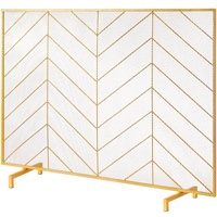 VEVOR 980x758MM Fireplace Screen 1-Panel Iron Mesh Spark Guard Modern Gold