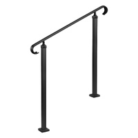 VEVOR Handrails for Outdoor Steps, 2-3 Step Adjustable Height, Carbon Steel Transitional Handrail with Installation Kit, Exterior Hand Railing for Ste