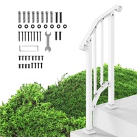 VEVOR Handrails for Outdoor Steps, 1-2 Step Stair Hand Rail Kit, Transitional Carbon Steel Railings with Installation Kit, Stair Rails for Seniors, Co