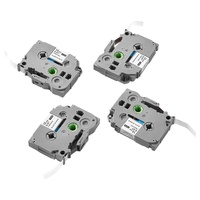 VEVOR Label Maker Tape, 4 Pack, 0.47 in / 12 mm Black on White Label Maker Refills Compatible for Various Types of Brother P-Touch Labelers, Durable &