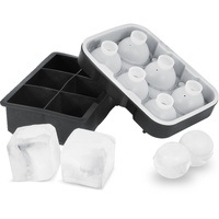 VEVOR Ice Cube Trays (Set of 2), 2-in-1 Combo with Silicone Sphere Ice Ball Maker & Large Square Ice Cube Maker with Lid, Reusable Easy Release BPA Fr