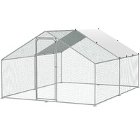 VEVOR Large Metal Chicken Coop, 3x3.93x1.99 m Walk-in Chicken Runs for Yard with Cover, Spire Roof Hen House with Security Lock for Outdoor and Backya