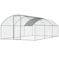 VEVOR Large Metal Chicken Coop with Run, 9.8x19.3x6.5 ft Walk-in Chicken Runs for Yard with Cover, Doom Roof Hen House with Security Lock for Outdoor 