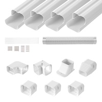 VEVOR Mini Split Line Set Cover 76.2mm W 4830mm L, PVC Decorative Pipe Line Cover For Air Conditioner with 4 Straight Ducts & Full Components Easy to 