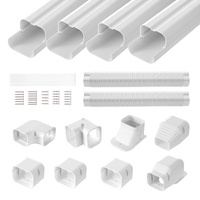 VEVOR Mini Split Line Set Cover 76.2mm W 5350mm L, PVC Decorative Pipe Line Cover For Air Conditioner with 4 Straight Ducts & Full Components Easy to 