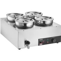 VEVOR Commercial Soup Warmer Soup Station with 4*7.4Qt Pot Soup Kettle Warmer