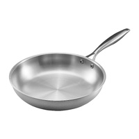 VEVOR Tri-Ply Stainless Steel Frying Pan, 3 Piece (240, 280, 320 mm), Cooking Skillet with Heat-Resistant Handle, Chef's Kitchen Cookware, Oven, Gas, 