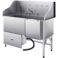VEVOR 155 cm Dog Grooming Bath Tub Stainless Steel w Ramp Water Filter