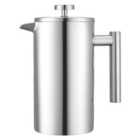 VEVOR French Press Coffee Maker, 1 Liter Stainless Steel Coffee Press Tea Maker with Filter, Large Double Wall Insulated French Presses Cold Brew for 
