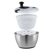 VEVOR Stainless Steel Salad Spinner, 4.5L, One-handed Easy Press Large Vegetable Dryer Washer, Lettuce Cleaner and Dryer with 304 Stainless Steel Bowl