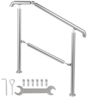VEVOR 3 Step Railing Stainless Steel Transitional Handrail fit for Level Surface and 1 to 3 Steps Adjustable Stair Railing Indoor Outdoor Step Railing