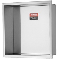 VEVOR 33.02 x 33.02 cm No Tile Shower Niche 304 Stainless Steel, Wall-Inserted Niche Recessed Double Shelves, Sealed Waterproof Rust-Resistant Modern 