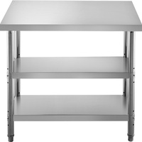 VEVOR Stainless Steel Prep Table, 1520x450x855 mm Commercial Stainless Steel Table, 2 Adjustable Undershelf BBQ Prep Table, Heavy Duty Kitchen Work Ta