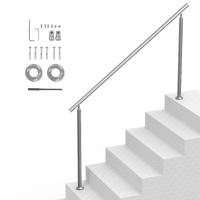 VEVOR Handrails for Outdoor Steps, 70.9 in/ 180cm Length Stair Hand Rail Kit, Transitional Stainless Steel Railings with Installation Kit, Double-colu