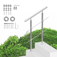 VEVOR Handrails for Outdoor Steps, 31.5in Length 2 Crossbars Stair Hand Rail Kit, Transitional Stainless Steel Railings w/ Installation Kit, Double-co