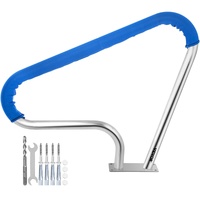 VEVOR Pool Rail 39x32 Pool Railing 304 Stainless Steel 250LBS Load Capacity Silver Rustproof Pool Handrail Humanized Swimming Pool Handrail with Blue 