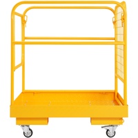VEVOR Forklift Safety Cage, 544 kg Load Capacity, 92 x 92 cm Folding Forklift Work Platform with Lockable Swivel Wheels, Drain Hole, and Device Chain,