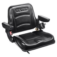VEVOR Universal Forklift Seat, Fold Down Tractor Seat with Adjustable Angle Back, Micro Switch, Seatbelt and Armrests, 16-34 cm Slot Tractor Seat for 