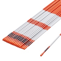 VEVOR Driveway Markers, 30 PCS 121.5cm, 0.78cm Diameter, Orange Fiberglass Poles Snow Stakes with Reflective Tape, 30cm Steel Drill Bit & Protection G