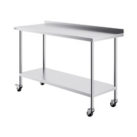 VEVOR 24 x 60 x 40 Inch Stainless Steel Work Table, Commercial Food Prep Worktable with Casters, Heavy Duty Prep Worktable, Metal Work Table with Adju