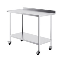 VEVOR 24 x 48 x 40 Inch Stainless Steel Work Table, Commercial Food Prep Worktable with Casters, Heavy Duty Prep Worktable, Metal Work Table with Adju