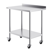 VEVOR 24 x 36 x 40 Inch Stainless Steel Work Table, Commercial Food Prep Worktable with Casters, Heavy Duty Prep Worktable, Metal Work Table with Adju