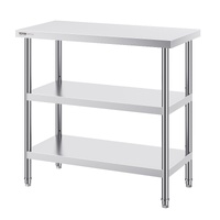 VEVOR Stainless Steel Food Prep Table, 18 x 36 x 34 Inch Commercial Kitchen Worktable, with 2 Adjustable Undershelf, Heavy Duty Prep Table Metal Work 