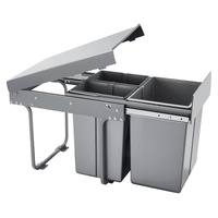 VEVOR Pullout Trash Can for Kitchen Cabinets, 20+10+10L Double Under Sink Garbage Waste Recycling Bin, Under Mount Waste Container, with Heavy Duty Me