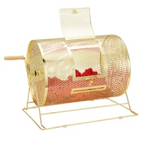 Raffle Drum, 16.1 x Ø12 inch Brass Plated Raffle Ticket Spinning Cage, Holds 5000 Tickets or 200 Ping Pong Balls, Metal Lottery Spinning Drawing with 