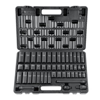 3/8" Drive Impact Socket Set, 48 Piece Socket Set SAE （5/16" -3/4"） & Metric （8-22mm）6 Point Cr-V Drive Extension Bar Universal Joint & Power Drill Ad