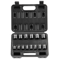 VEVOR 3/8" Drive Impact Socket Set, 14 Piece Shallow Socket Set Metric 7-20mm, 6 Point Cr-Mo Alloy Steel for Auto Repair, Easy-to-Read Size Markings, 