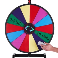 VEVOR 24 inch Spinning Prize Wheel, 14 Slots Tabletop Spinner, Heavy Duty Roulette Wheel with a Dry Erase and 2 Markers, Win Fortune Spin Games in Par