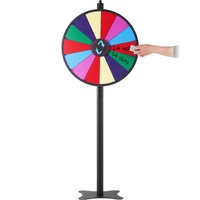 VEVOR 24 inch Spinning Prize Wheel, 14 Slots Spinning Wheel, Roulette Wheel with a Dry Erase and 2 Markers, Tabletop or Floor Standing Win Fortune Spi