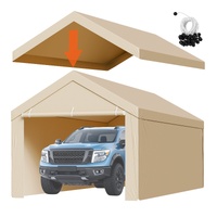 VEVOR Carport Replacement Canopy, 6 x 3 m Potable Garage Tent Top Tarp with Sidewalls, UV-Resistant & Waterproof, Heavy Duty Car Shelter Tarp with Bal