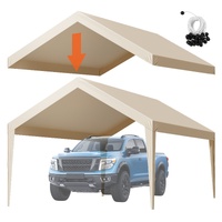 VEVOR Carport Replacement Canopy, 6 x 3.6 m Potable Garage Tent Top Tarp, UV-Resistant & Waterproof Car Shelter Tarp, Heavy Duty Car Port Cover with B