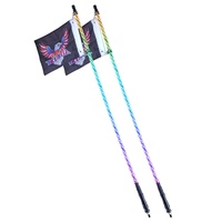 VEVOR 2 PCS 5 FT Whip Light, APP & RF Remote Control Led Whip Light, Waterproof Spiral RGB Chasing Lighted Whips with 4 Flags, for UTVs, ATVs, Motorcy