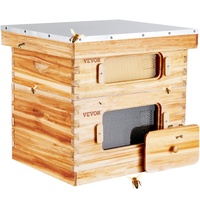 VEVOR Bee Hive 20 Frame Bee Hives Starter Kit, Beeswax Coated Cedar Wood, 1 Deep + 1 Medium Bee Boxes Langstroth Beehive Kit, Transparent Acrylic Wind