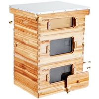 VEVOR Bee Hive 30 Frame Bee Hives Starter Kit, Beeswax Coated Fir Wood, 2 Deep + 1 Medium Bee Boxes Langstroth Beehive Kit, Transparent Acrylic Window