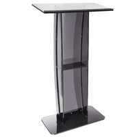 VEVOR Acrylic Podium, 47" Tall, Acrylic Podium Stand with Wide Reading Surface & Storage Shelf, Floor-standing Clear Pulpits Acrylic for Church Office