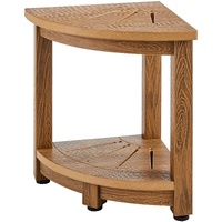 VEVOR Corner Shower Bench, 16.5" Height 12.8" Radius, Faux Wood Grain Polystyrene, 158KGS with Storage Shelf, Water Resistant, Shower Stool for Inside