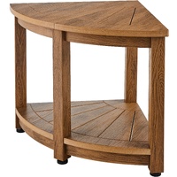 VEVOR Corner Shower Bench, 18.5" Height 17.75" Radius, Faux Wood Grain Polystyrene,159KGS with Storage Shelf, Water Resistant, Shower Stool for Inside
