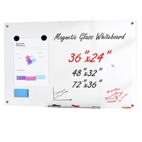 VEVOR Magnetic Glass Whiteboard, Dry Erase Board 36"x24", Wall-Mounted Large White Glassboard Frameless, with Marker Tray, an Eraser and 2 Markers, Wh