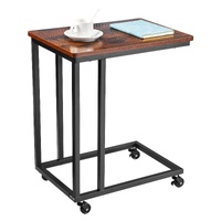 VEVOR C Table, C Shaped Sofa Side Table with Metal Frame Rolling Casters, Portable C Shaped End Stand for Living Room Bedroom Office, 19.69 x 13.78 x 