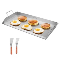 Stainless Steel Griddle, 32x16 inch Universal Flat Top Rectangular Plate, Gas Grill Griddle for BBQ Grill, Teppanyaki, Portable Family Cookware with H