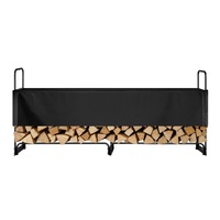 VEVOR Firewood Rack with Waterproof Cover, 257 x 36 x 117 cm Outdoor Firewood Holder, 660lb Weight Capacity, 1/2 Cord Log Holder, Half-Covered, Powder