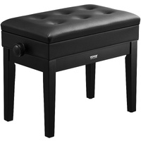 Piano Bench, Keyboard Piano Chair with 19.3"-22.8" Adjustable Height, Padded Cushion, Storage Compartment for Music Books, Heavy Duty Wooden Piano Sto